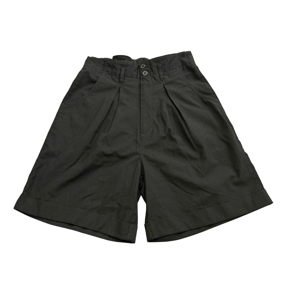 Rio by Stephanie Brown Pleated Shorts Women 13 Black Excellent High Waist Cuffed - Picture 1 of 7